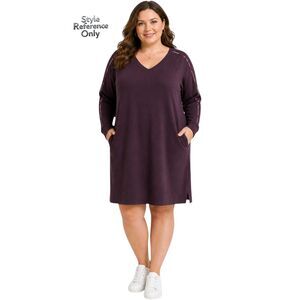 J.Jill Purple French Terry Shift Dress Plus Size 2X Long Sleeve Casual EUC